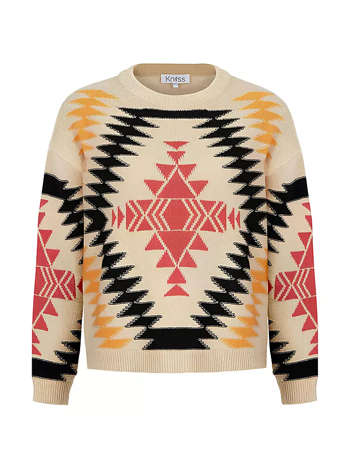 

Свитер из смесовой шерсти Von Geometric Knitss, экрю
