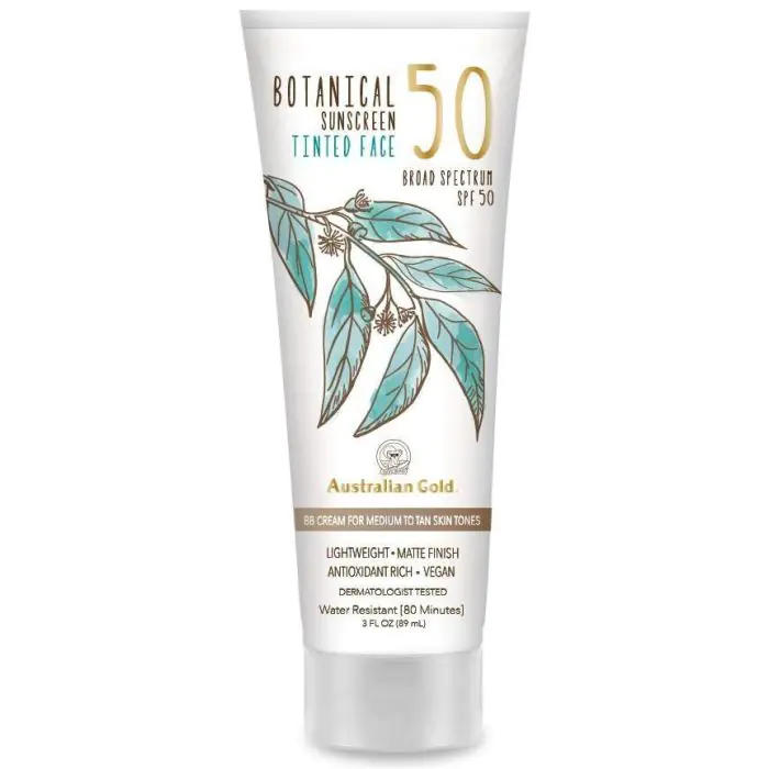 

Солнцезащитный крем botanical protector solar facial con color spf 50 Australian Gold, цвет medium/tan