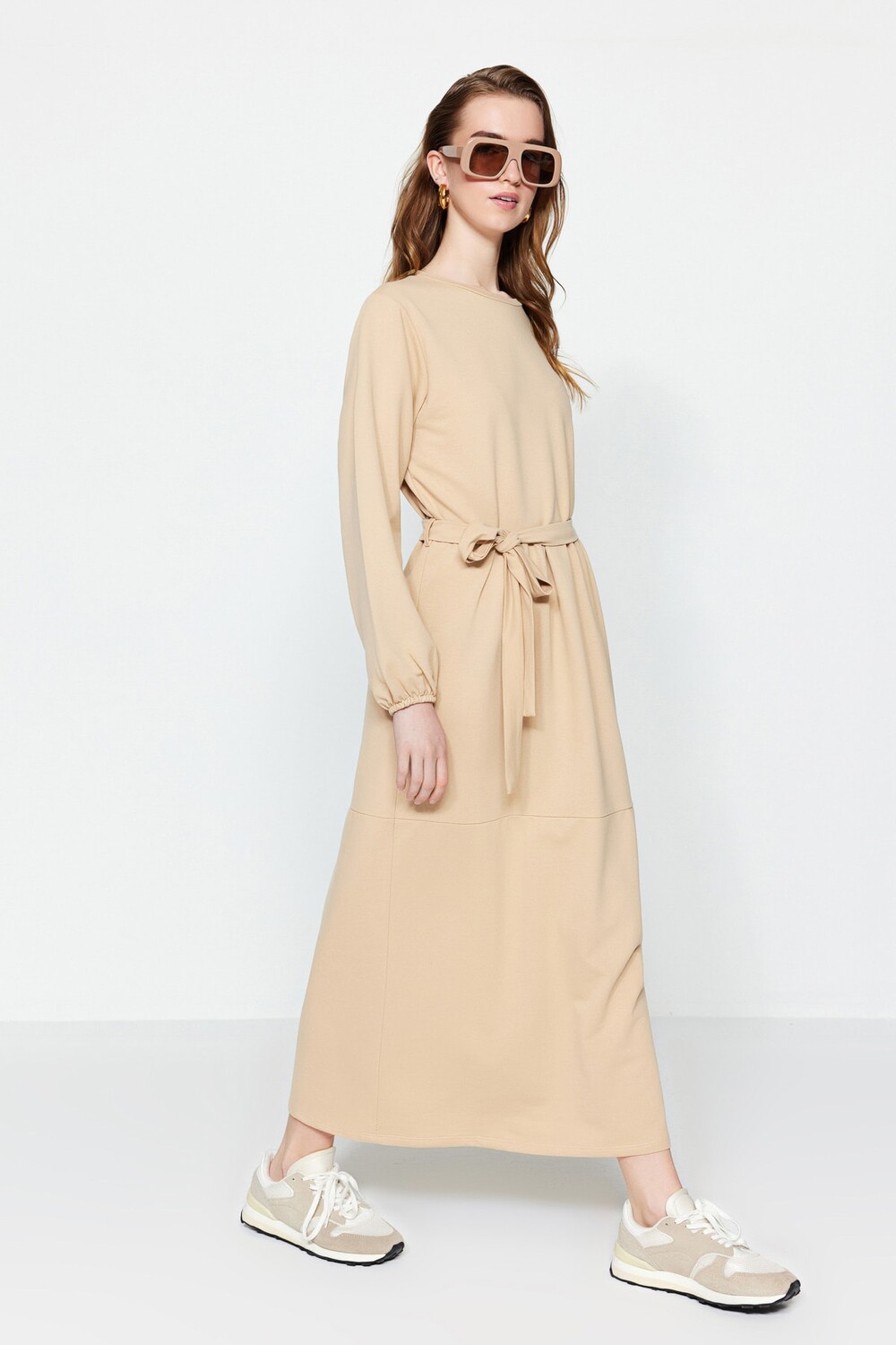 

Платье - Бежевое - Skater Trendyol Modest, бежевый