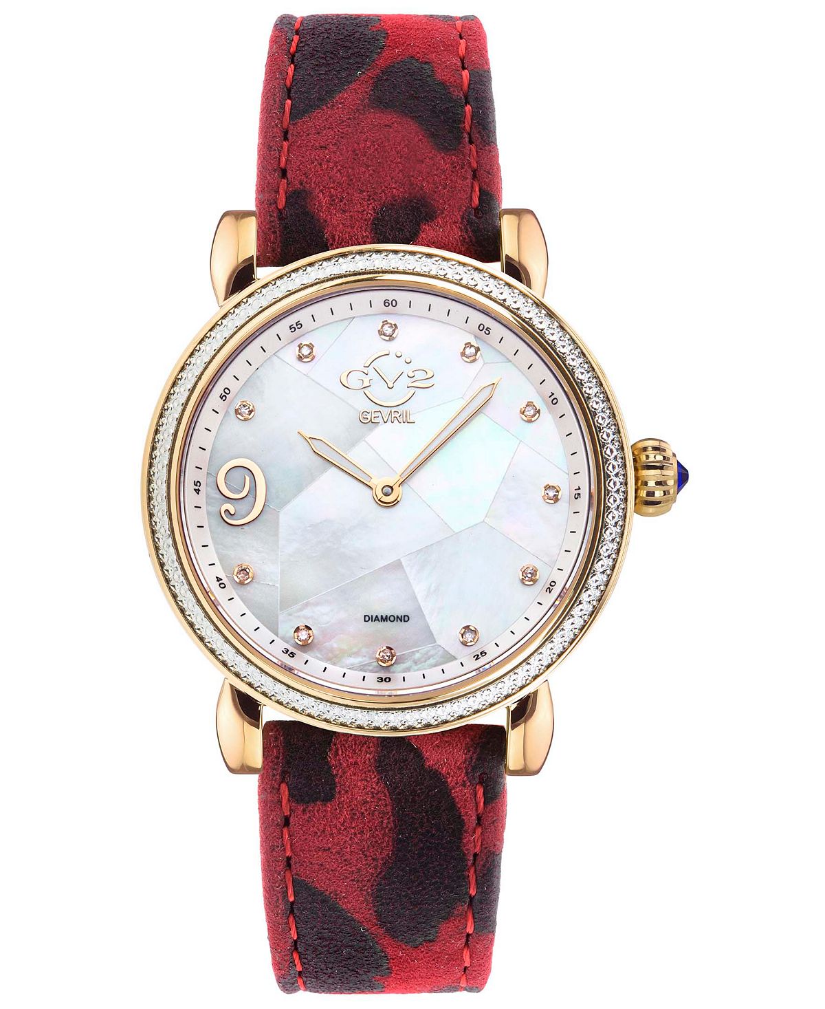 цена Женские часы Ravenna швейцарские кварцевые бордовые кожаные часы 37 мм GV2 by Gevril