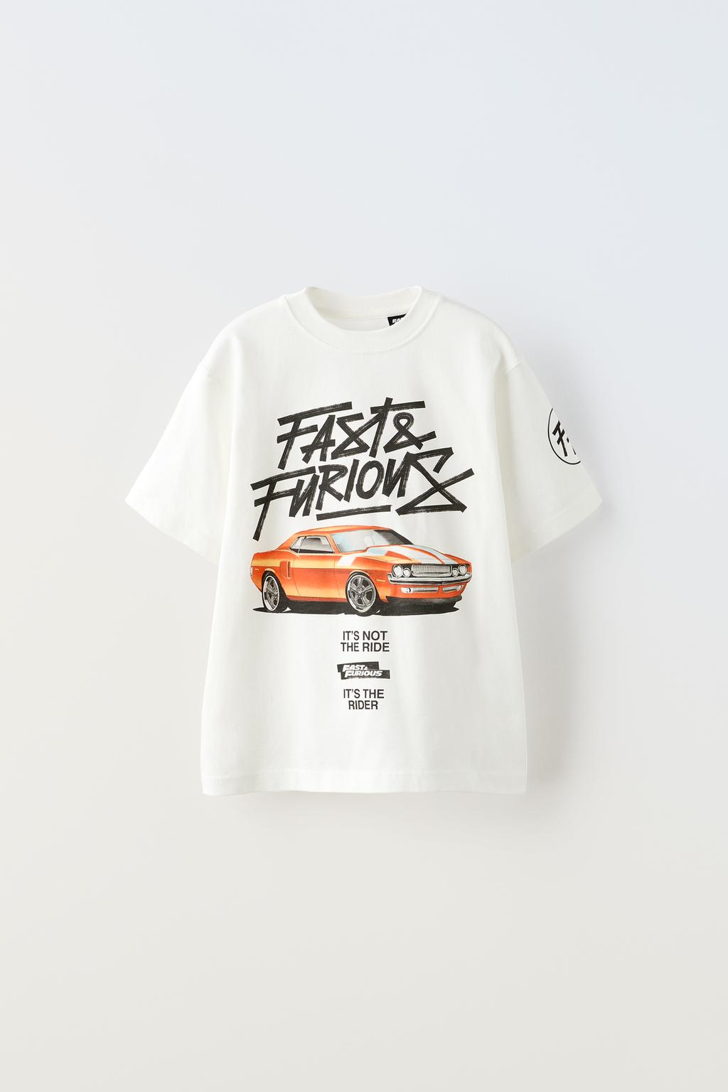 Футболка с принтом fast & furious ZARA, белый