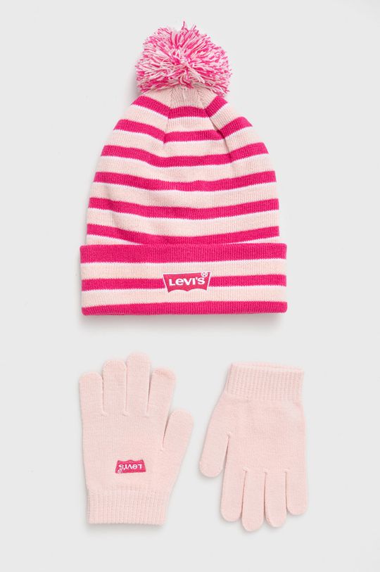 Детская шапка и перчатки Levi's., розовый