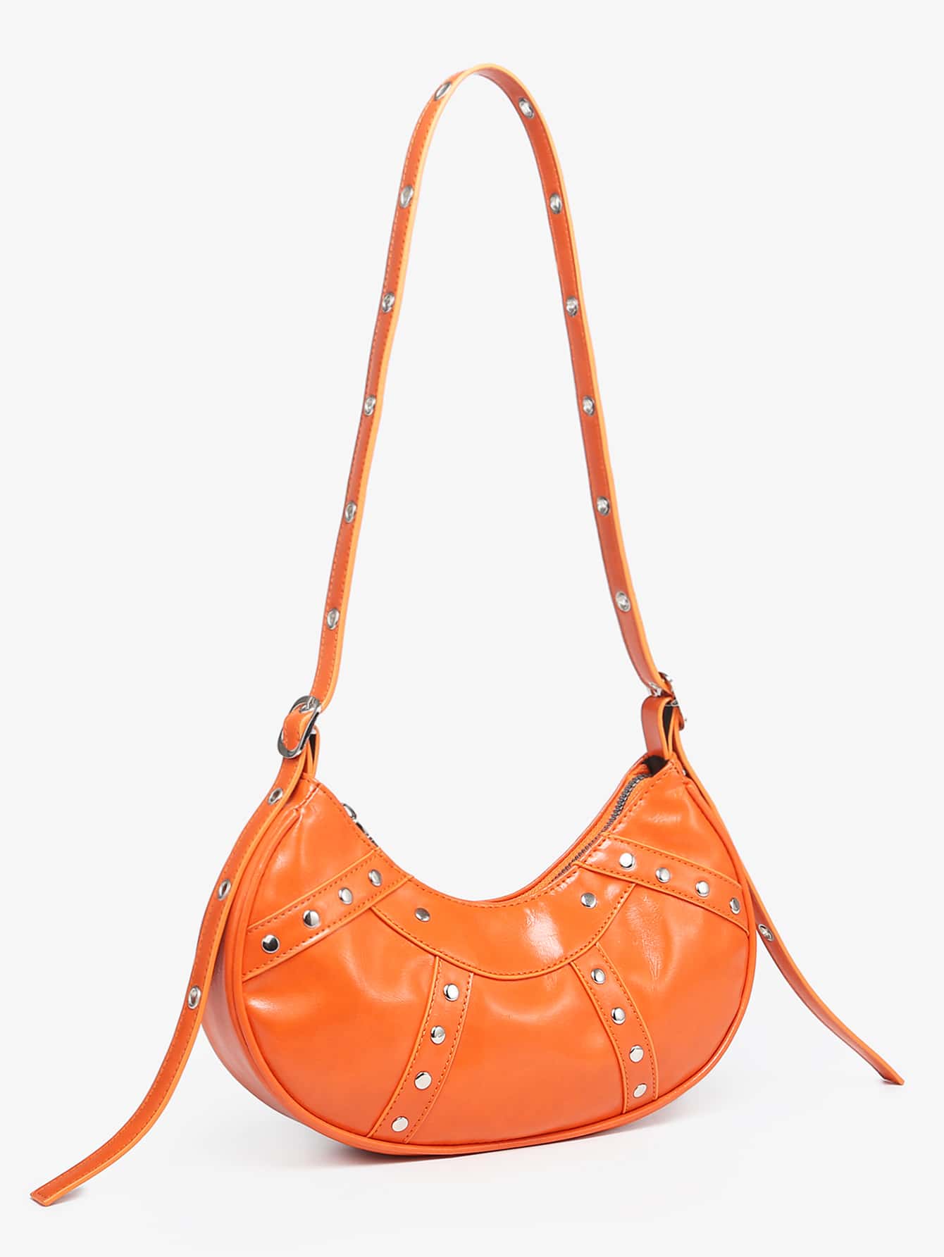 Легкая деловая повседневная сумка-хобо с шипами для девочек-подростков, апельсин