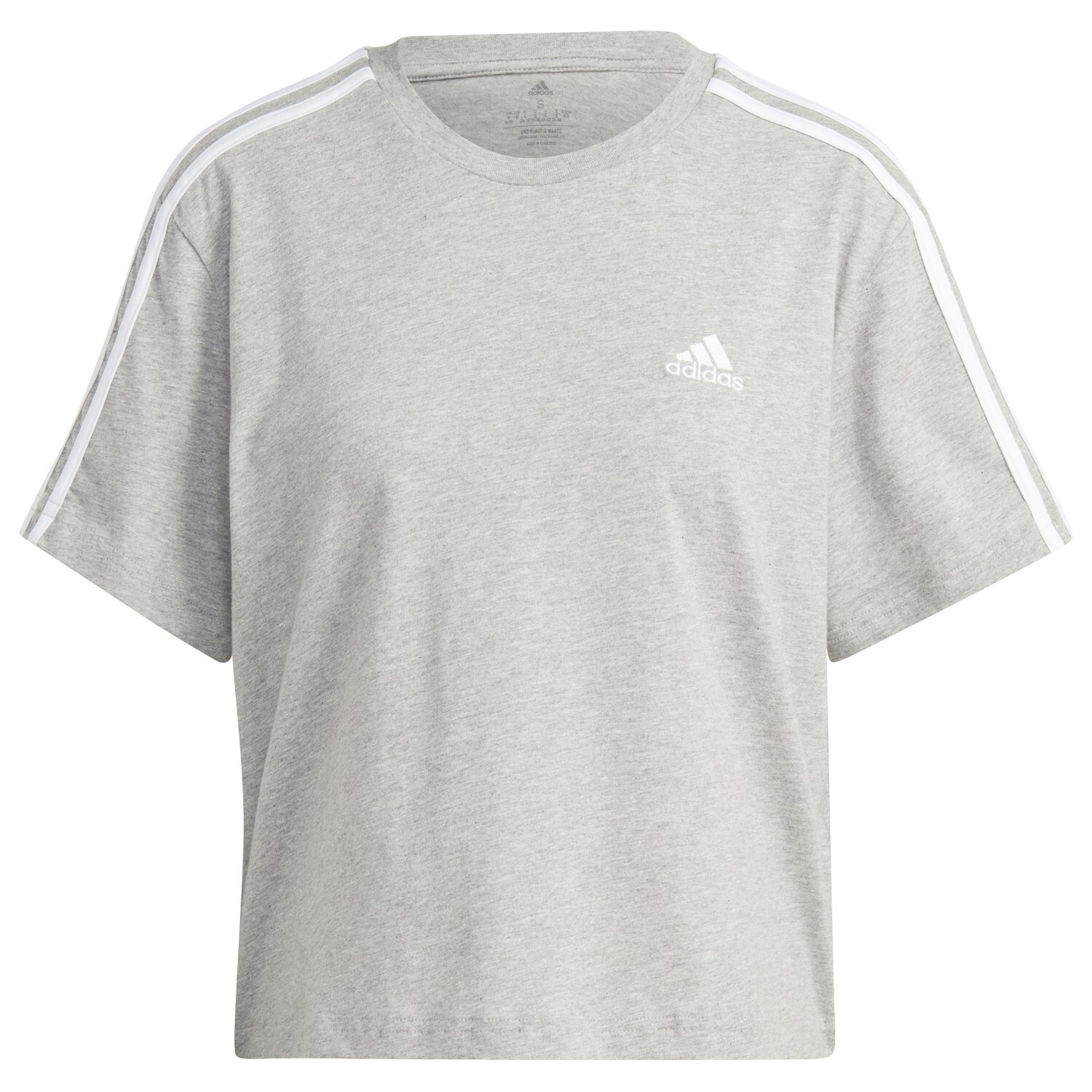 Топ Adidas Women's 3 Stripes Crop, цвет Medium Grey Heather/White
