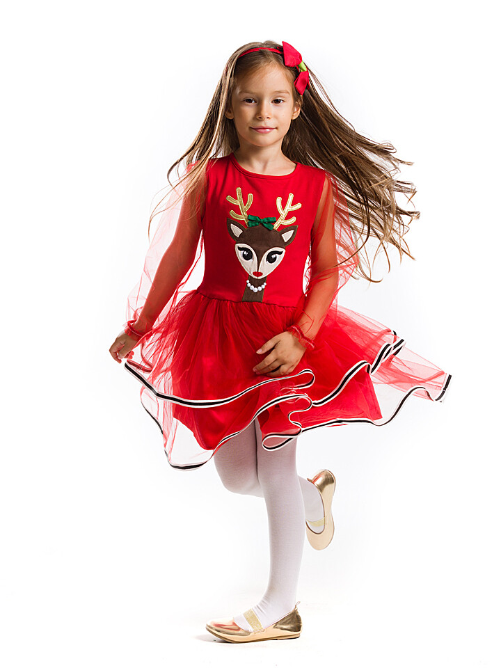 Платье Denokids Tulle Deer, красный