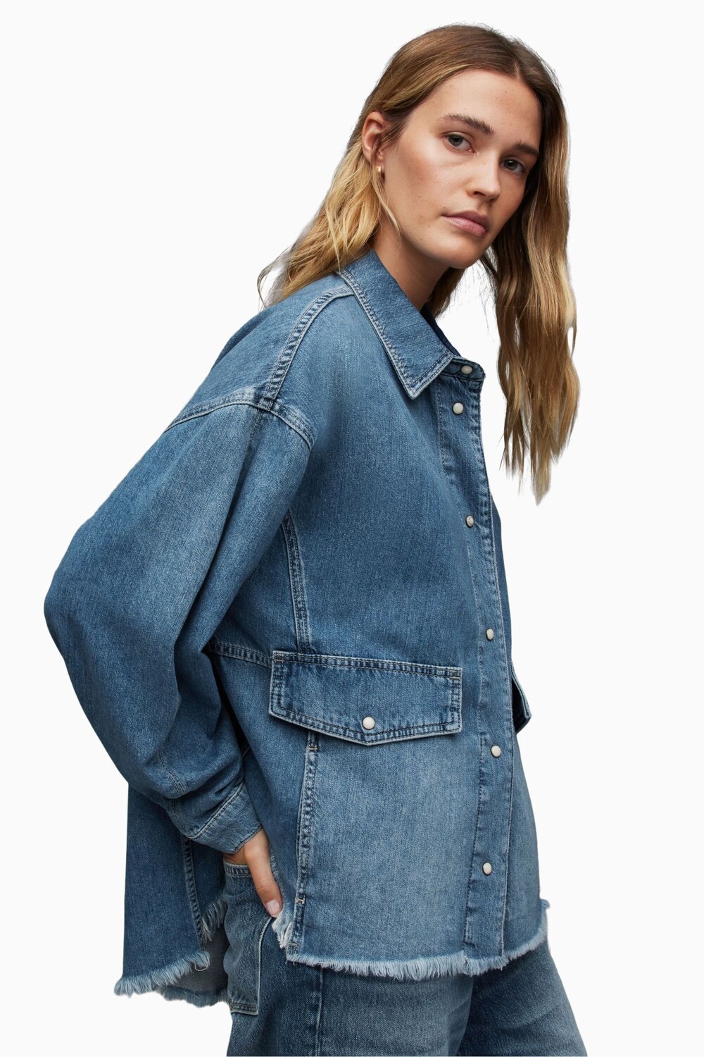 

Синяя джинсовая куртка-рубашка AllSaints Hettie All Saints, синий