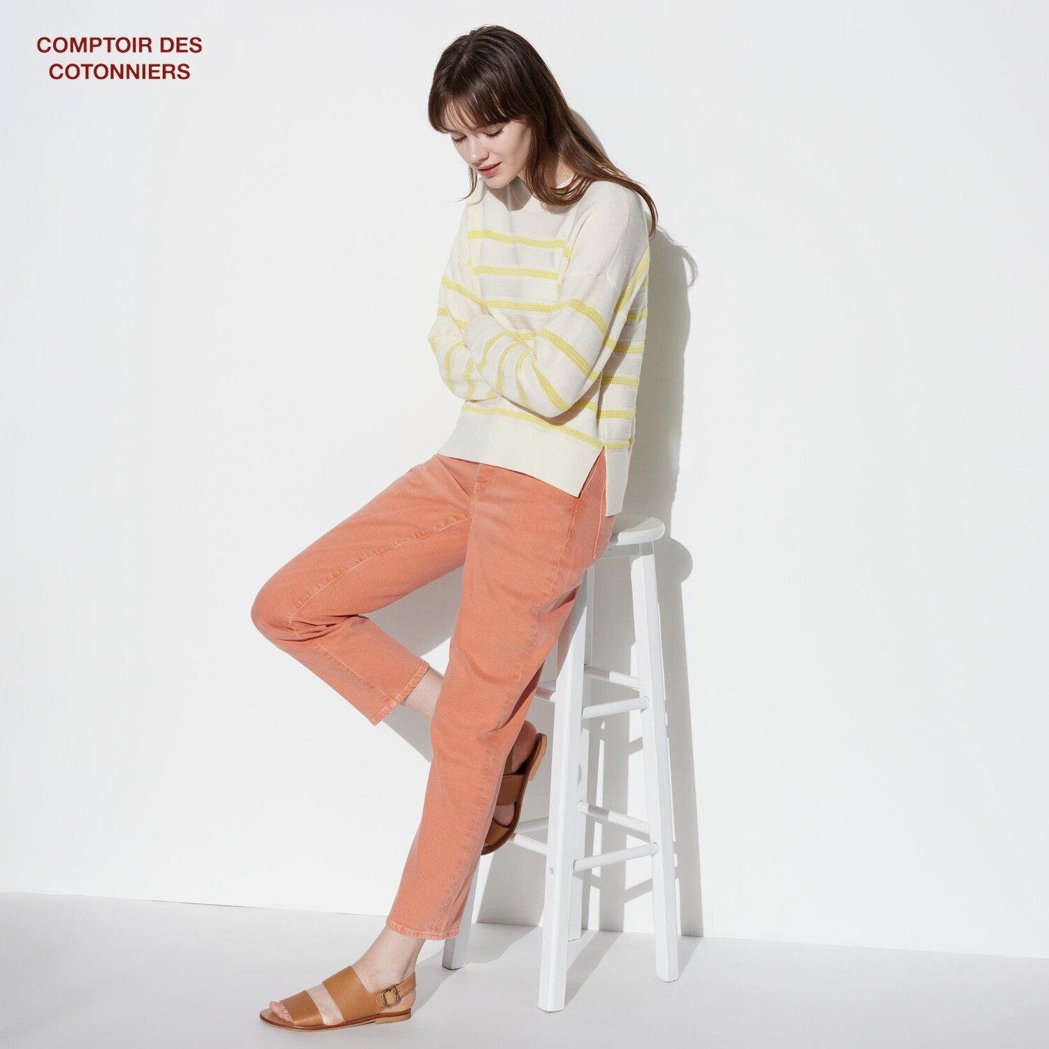 

Джинсы Uniqlo женские с напуском, розовый