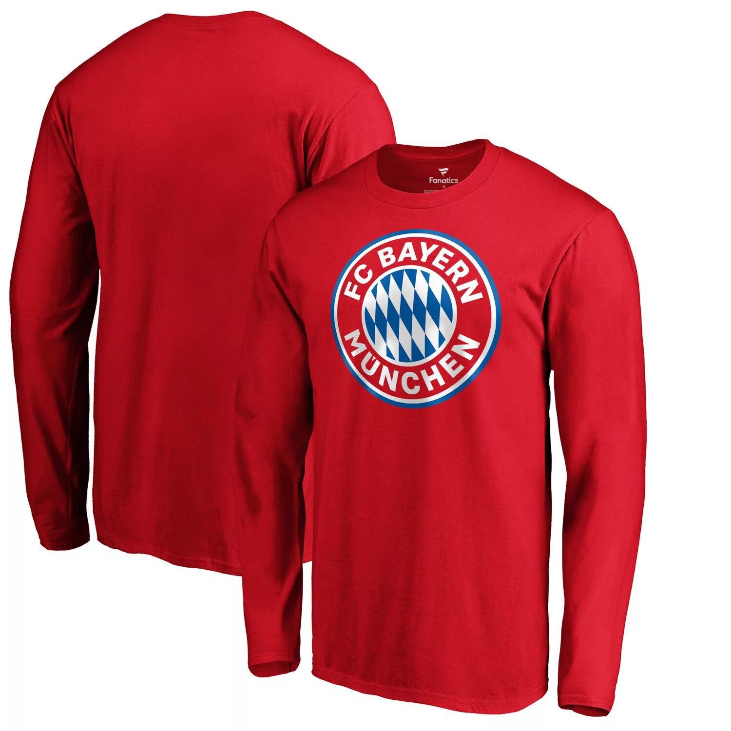 

Мужская красная футболка с длинным рукавом и официальным логотипом Fanatics Bayern Мюнхен