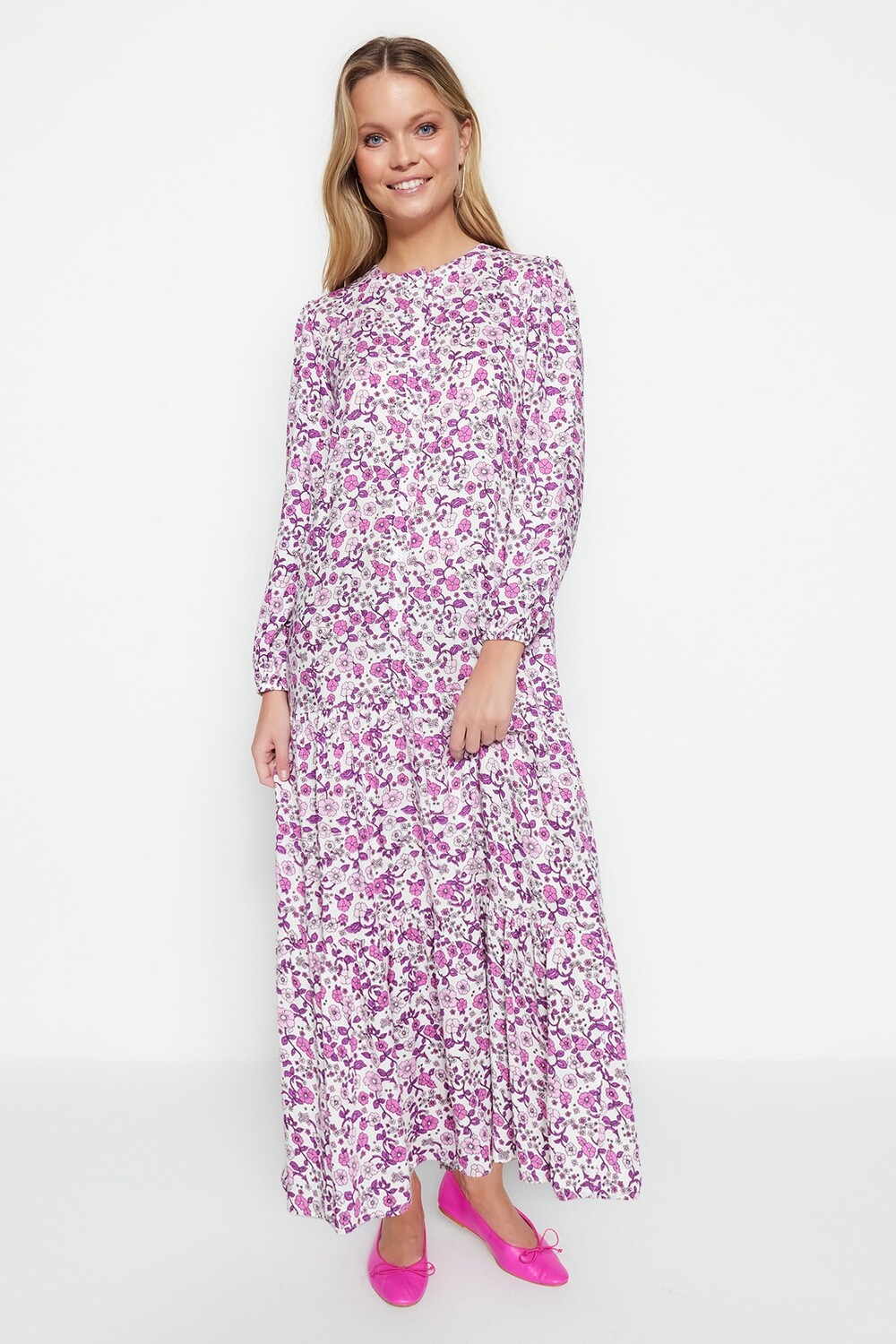 

Платье - Фиолетовый - А-силуэт Trendyol Modest, фиолетовый