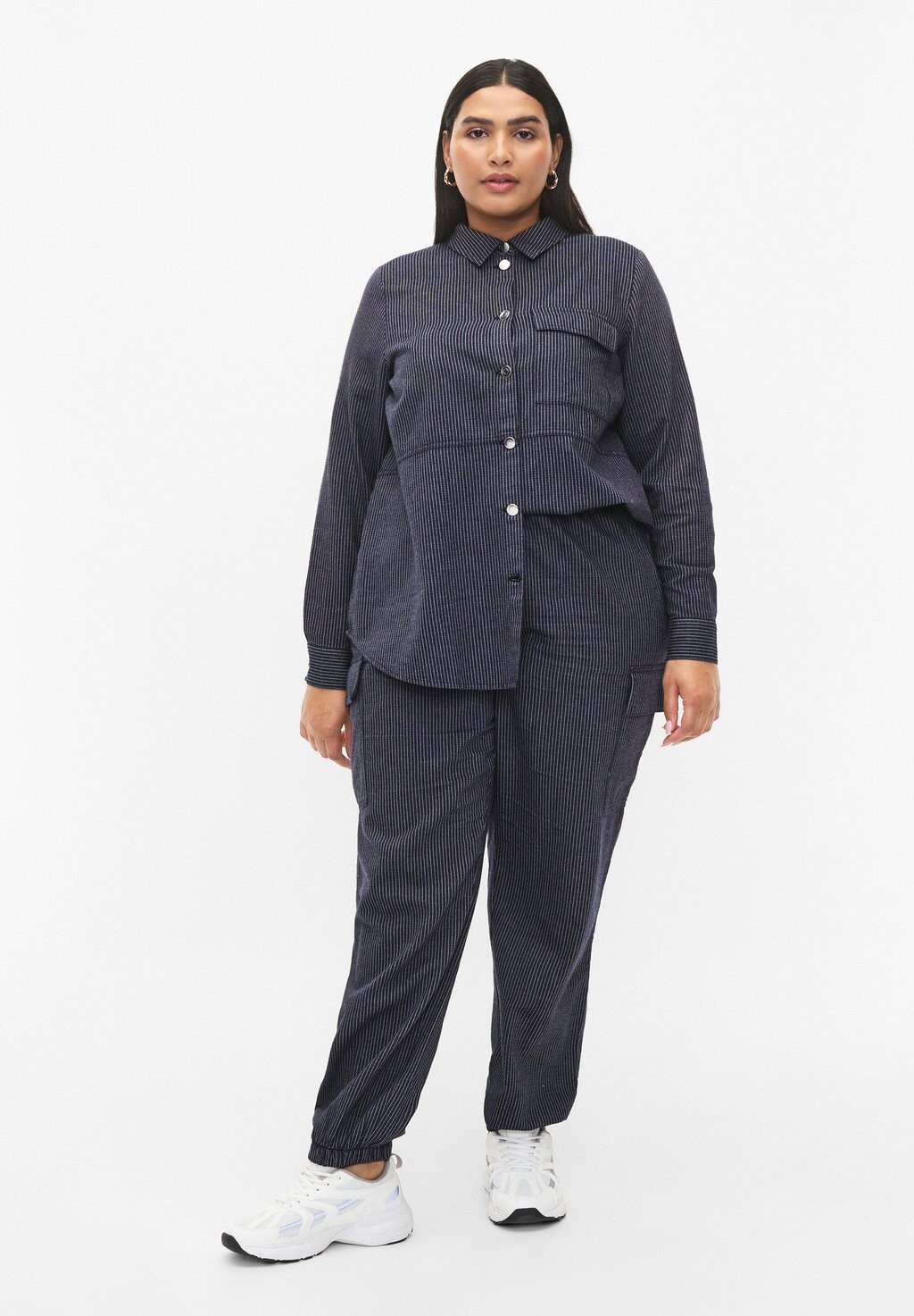 

Блузка-рубашка PINSTRIPED Zizzi, цвет dark blue stripe