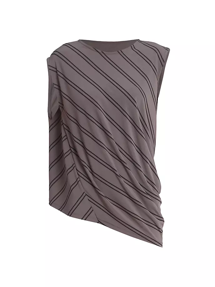 

Драпированный трикотажный топ в полоску Issey Miyake, серый