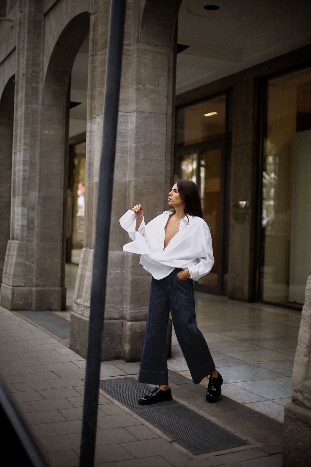 

Укороченные джинсы z1975 с высокой талией и швами ZARA, синий