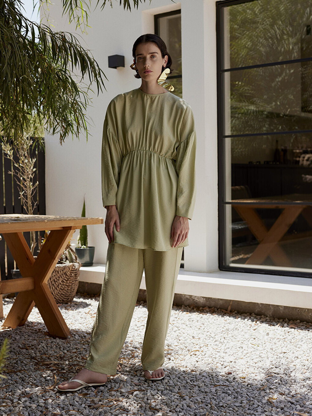 

Kevser Sarıoğlu x Женские удобные прямые брюки с эластичной резинкой на талии LCW Modest