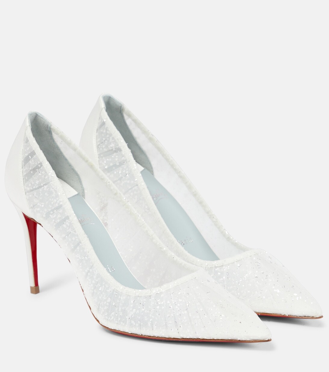 

Туфли-лодочки Kate Draperia 85 с пайетками Christian Louboutin, белый