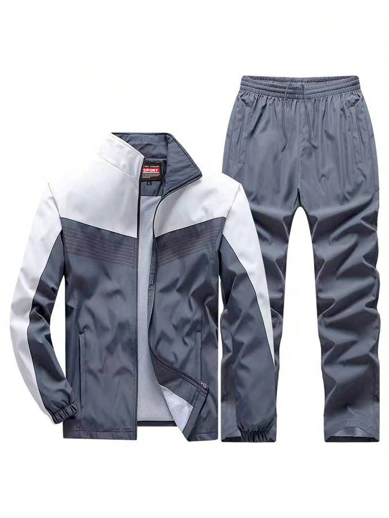 Мужская куртка и брюки с воротником-стойкой для бега, темно-серый комплект мужской велосипедной одежды wilier трикотажная одежда для езды на велосипеде шорты с нагрудником