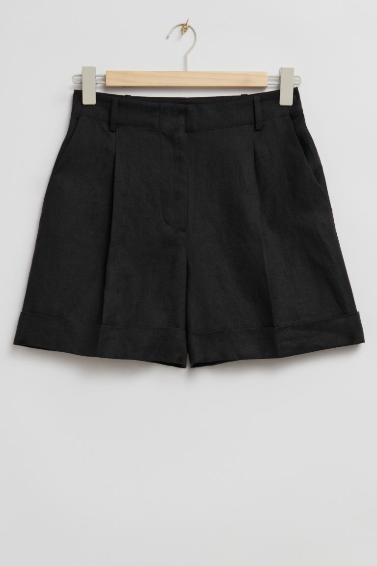 Элегантные льняные шорты с широкими штанинами и другие истории H&M, черный
