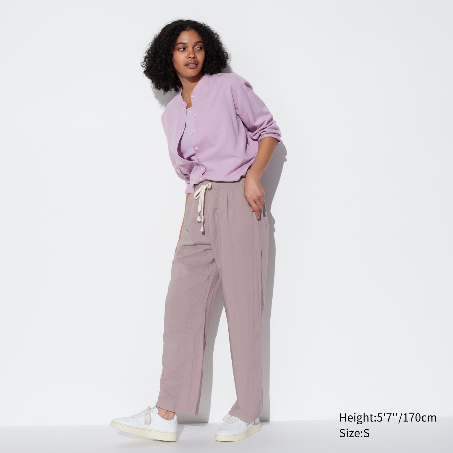 

Удобные брюки из смесового льна UNIQLO, фиолетовый