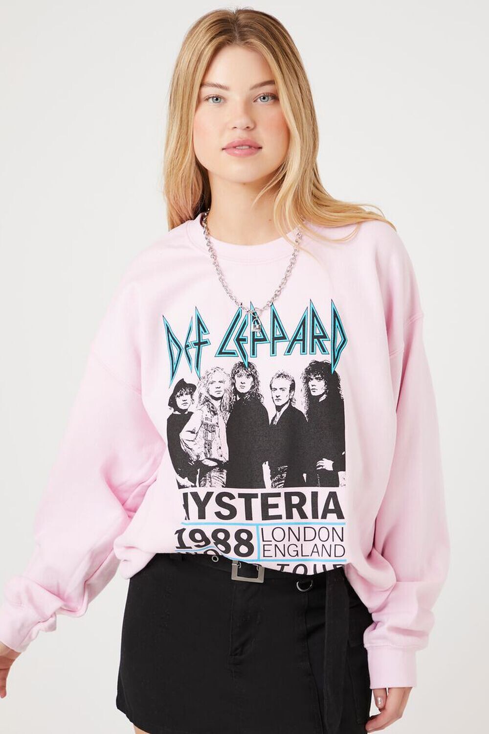 

Пуловер с графическим рисунком Def Leppard Forever 21, розовый