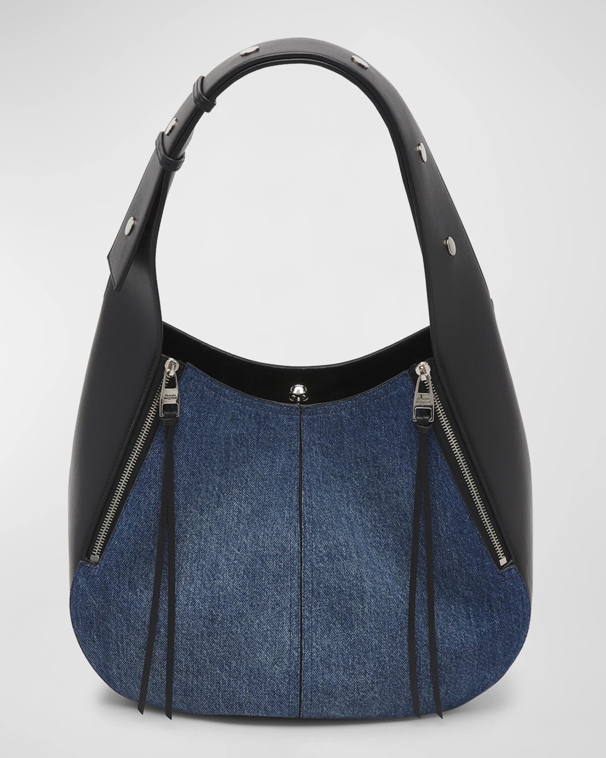 

Джинсовая сумка-хобо Skull Biker Alexander McQueen, цвет Bluemulticolor