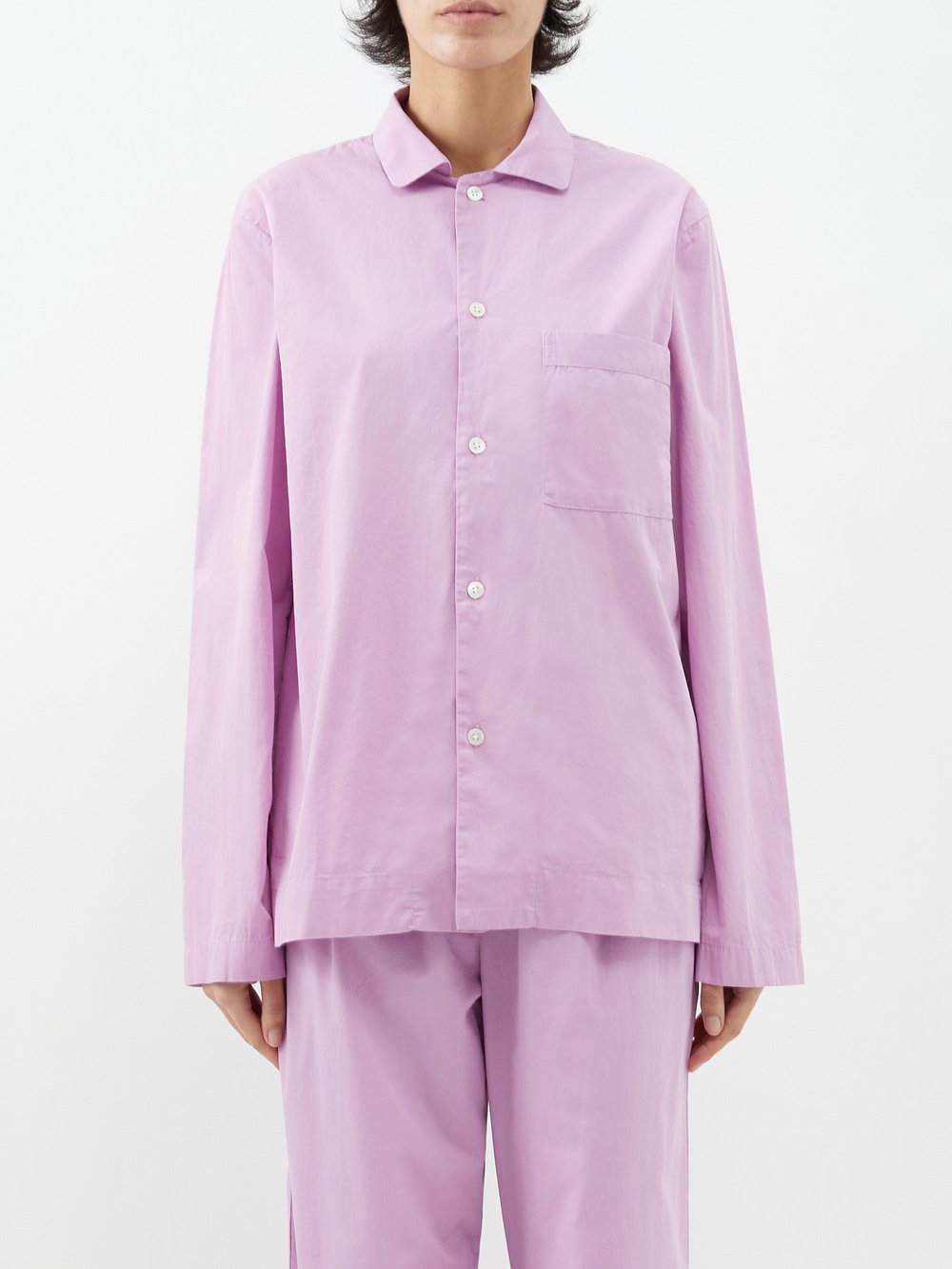 Рубашка из поплина из органического хлопка Tekla, розовый пижамные брюки из органического хлопка с кулиской tekla белый