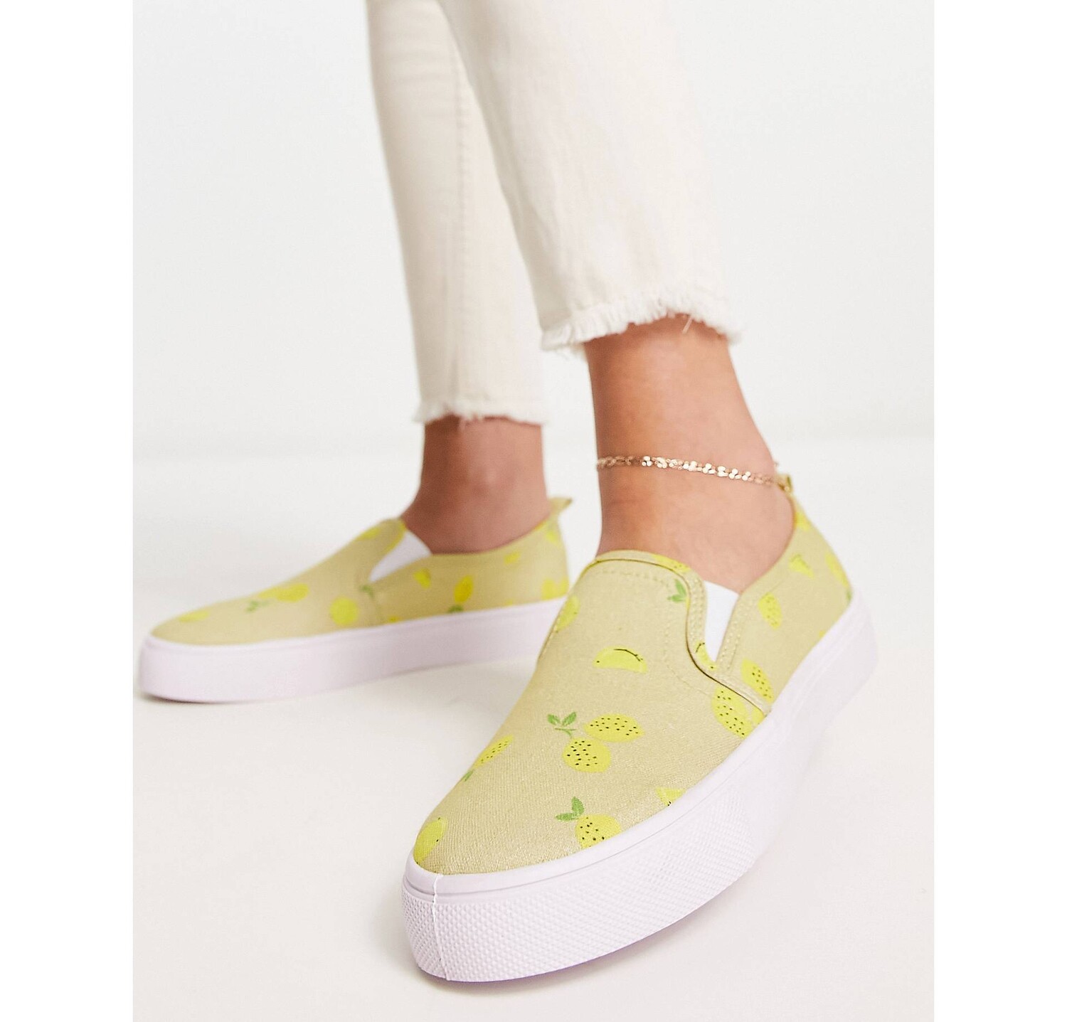 

Лимонные плимсоллы с принтом ASOS DESIGN Dotty