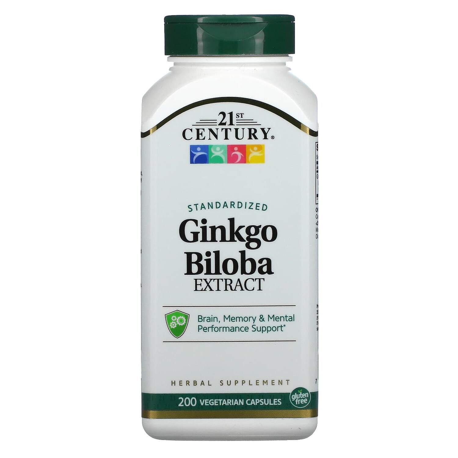 

Экстракт Ginkgo biloba, стандартизированный, 200 вегетарианских капсул, 21st Century