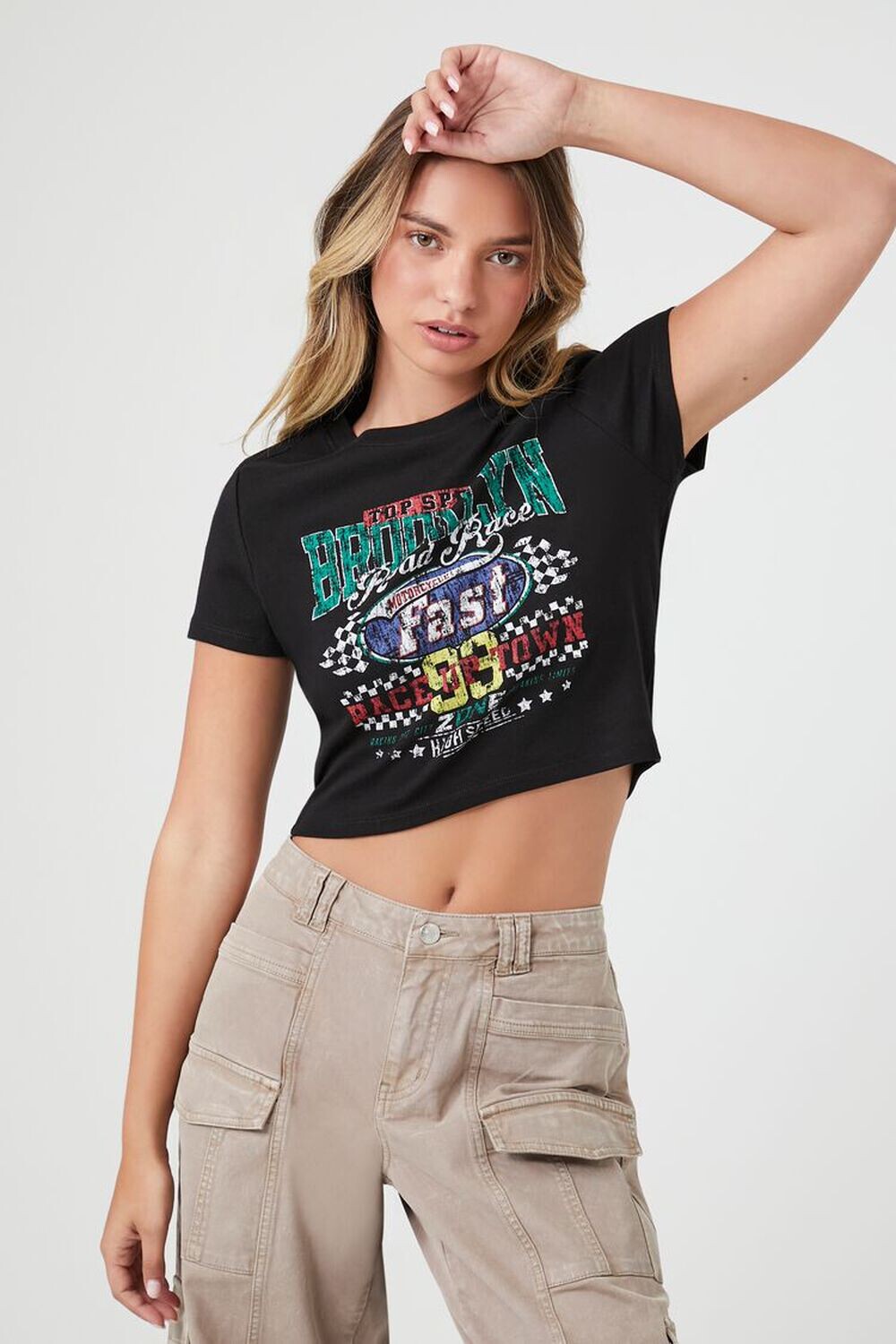 

Детская футболка с рисунком Road Race Forever 21, черный