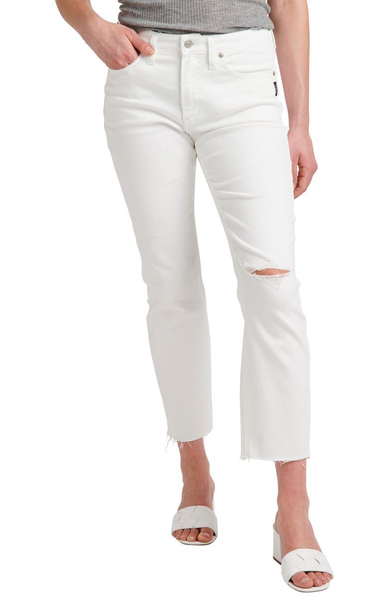 

Рваные джинсы прямого кроя до щиколотки Most Wanted SILVER JEANS CO.