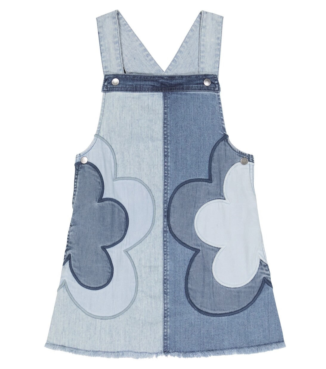 

Джинсовое платье в технике пэчворк с цветочным принтом Stella McCartney Kids, синий