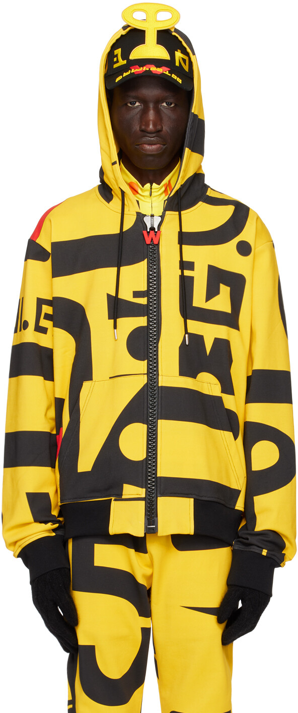 

Желтый худи на молнии макси Walter Van Beirendonck