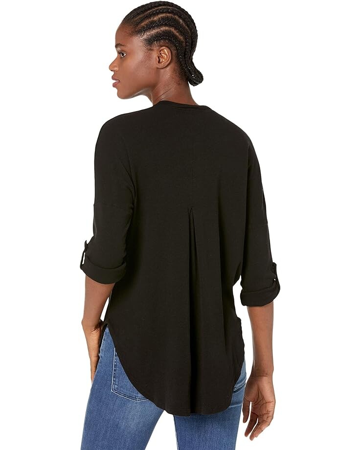 Футболка bobi Los Angeles Recycled Jersey Tab Sleeve Pleated Back Tee, черный