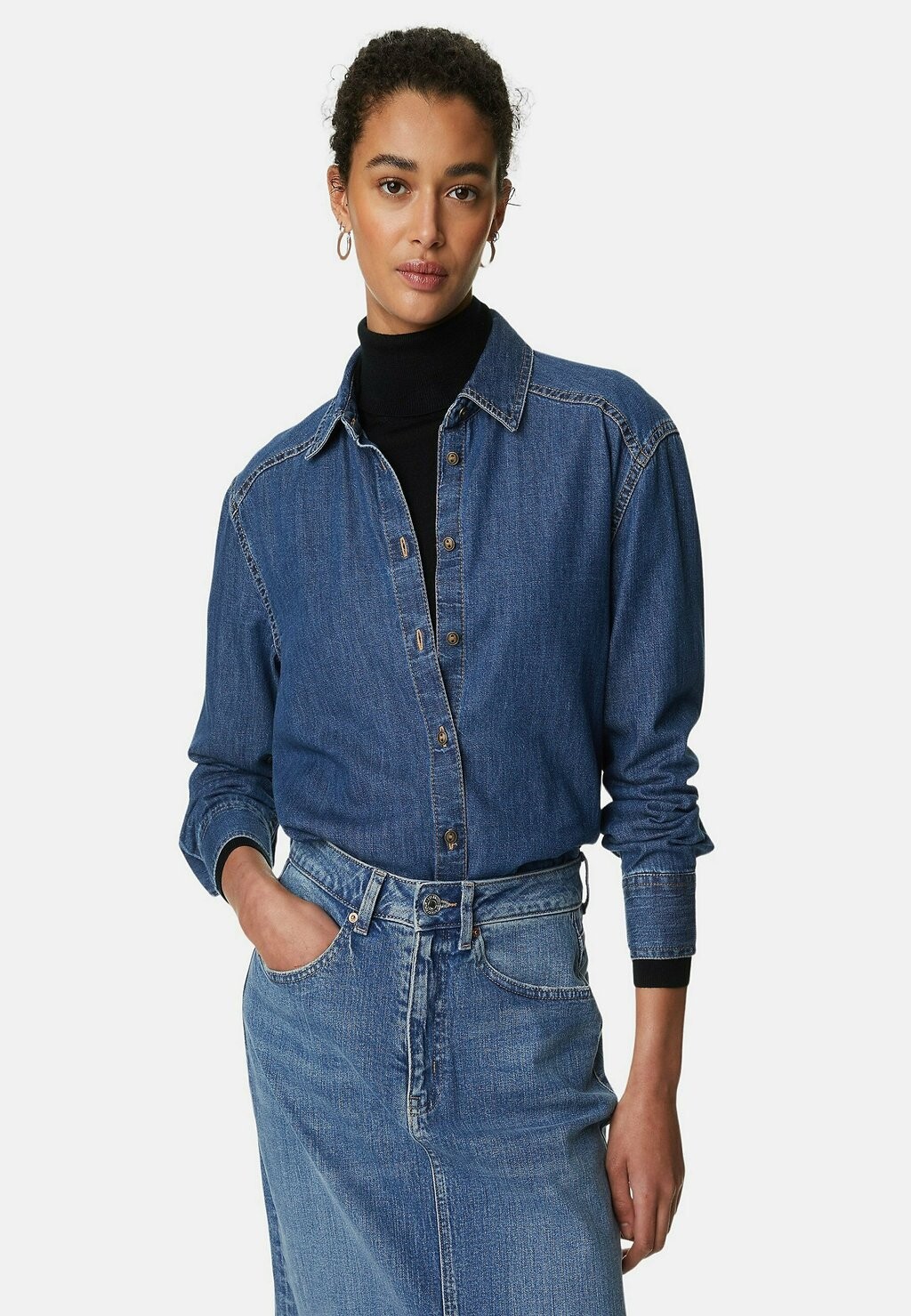 

Блузка-рубашка Marks & Spencer, цвет blue denim
