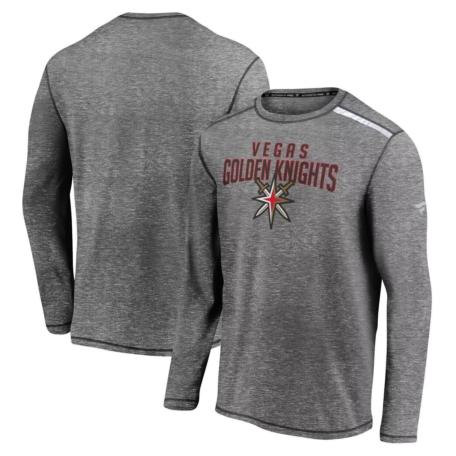 

Мужская футболка Fanatics с логотипом Heathered Grey Vegas Golden Knights Special Edition с длинными рукавами
