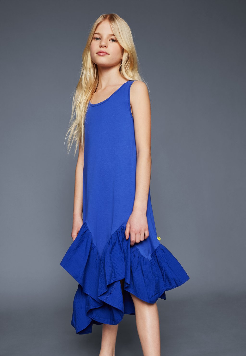 Платье из джерси Sleeveless Flounce Dress M'A KIDS by Marques ' Almeida, синий