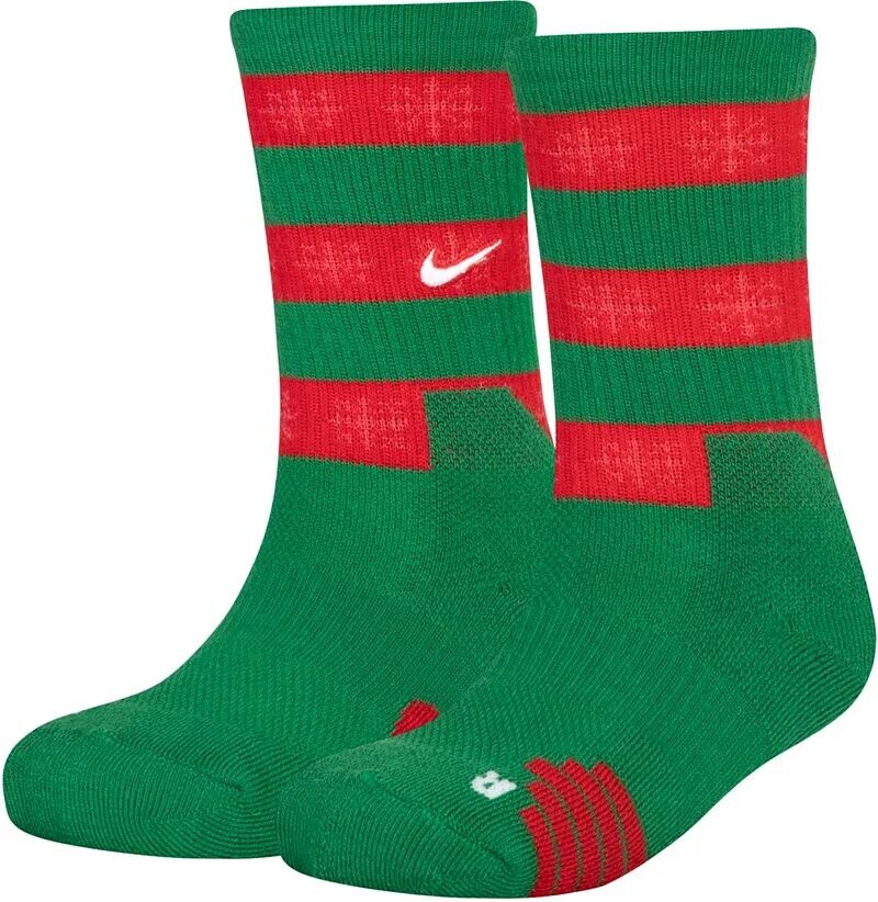 

Детские носки Nike Elite Christmas Crew, зеленый/красный