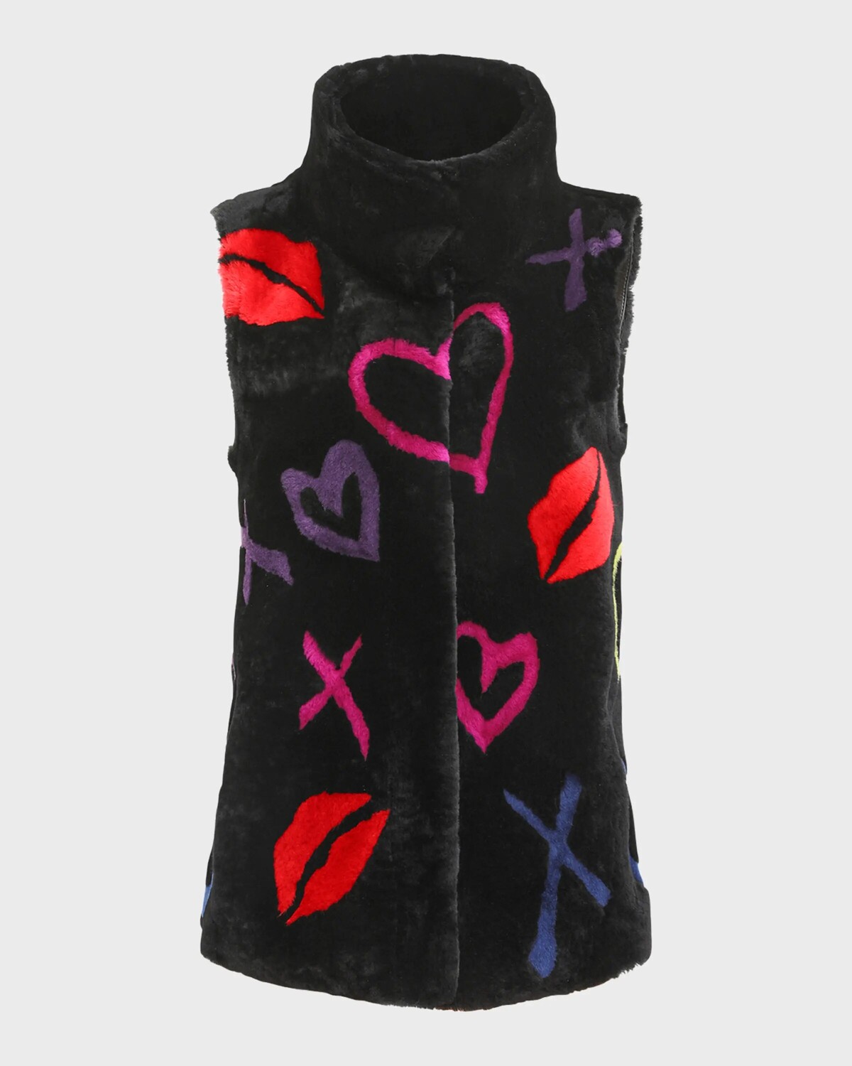 

Двусторонний жилет из овчины Gorski, цвет Black Xo Multi