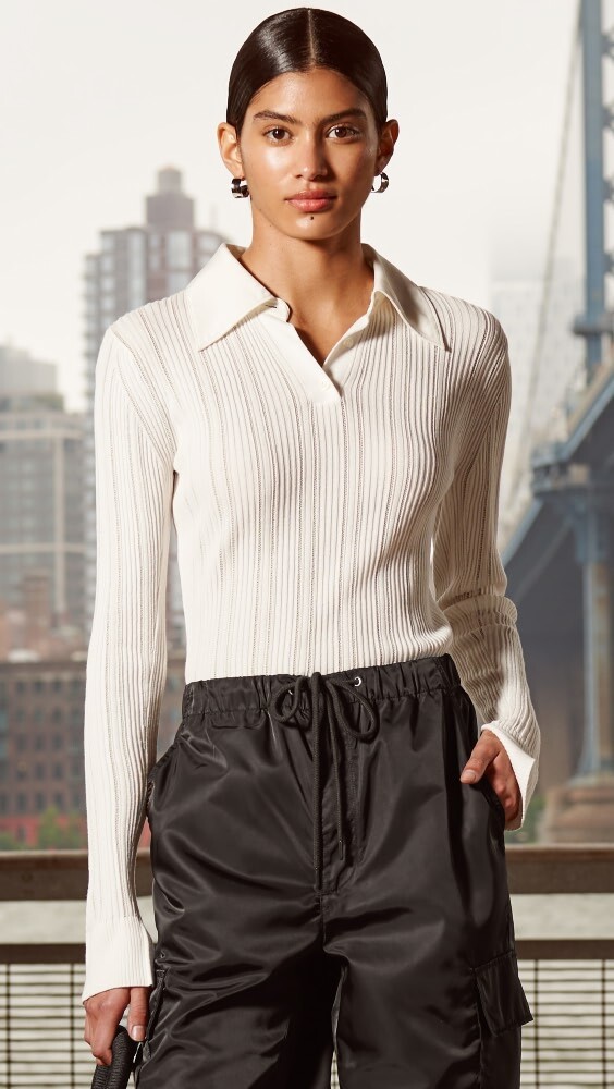 

Поло 3.1 Phillip Lim Variegated Rib Pullover, слоновая кость
