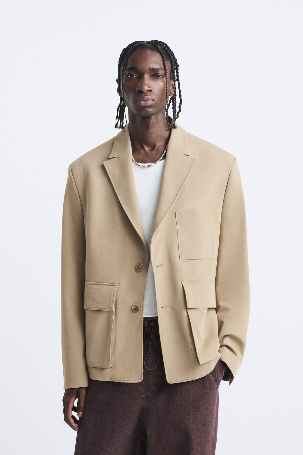 

Пиджак с карманами Zara, легкий загар