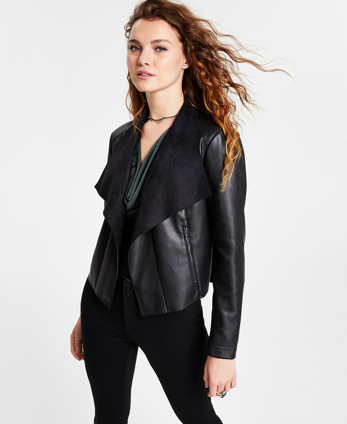 Женская куртка из искусственной кожи Bar III женская винтажная куртка из искусственной кожи пальто из искусственной кожи