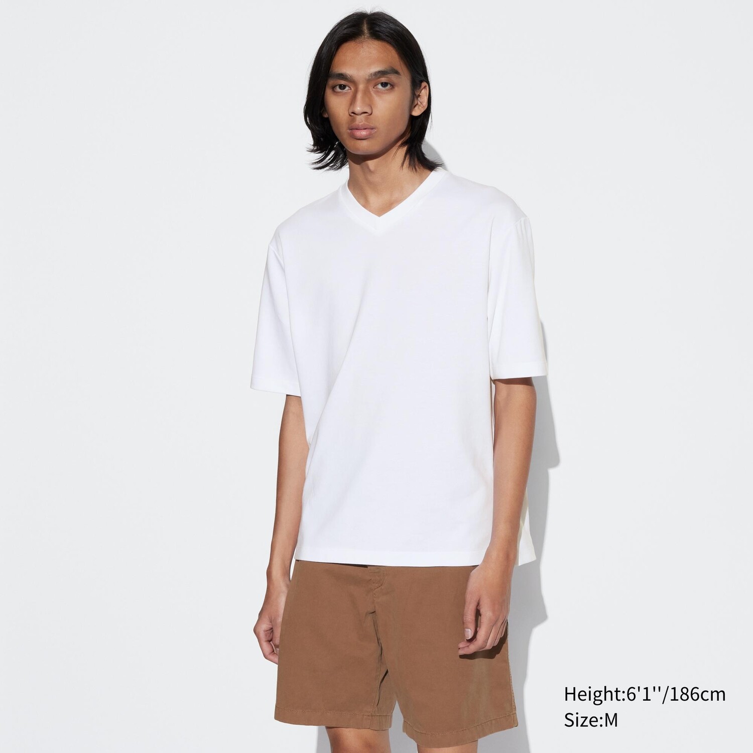 

Хлопковая футболка airism оверсайз с v-образным вырезом UNIQLO, белый