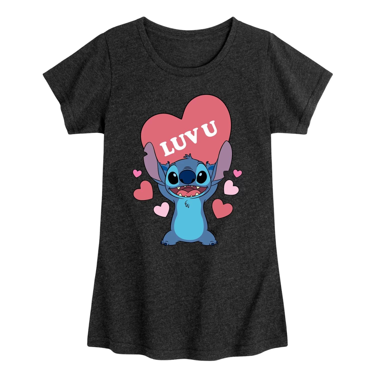 

Футболка с рисунком Luv U Heart для девочек 7–16 лет Disney's Lilo & Stitch Licensed Character