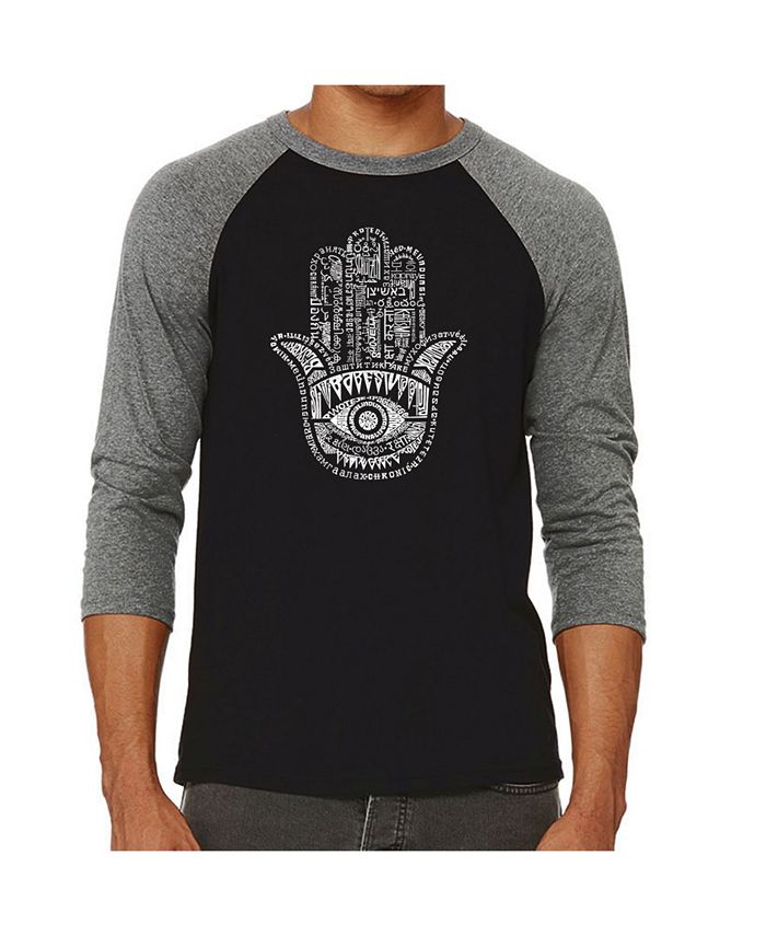 Мужская футболка Hamsa реглан Word Art LA Pop Art, серый