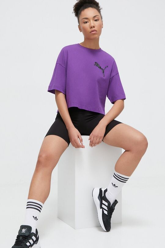 

Хлопковая футболка PUMA X SWAROVSKI Puma, фиолетовый