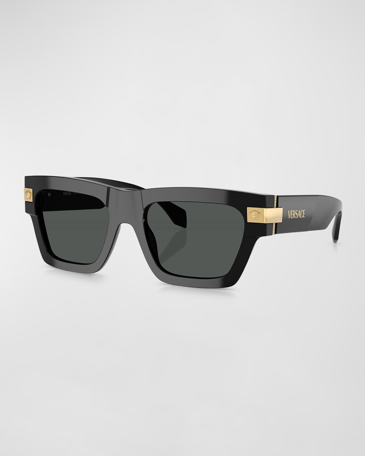 

Мужские прямоугольные солнцезащитные очки Versace Plaque из ацетата, цвет Black