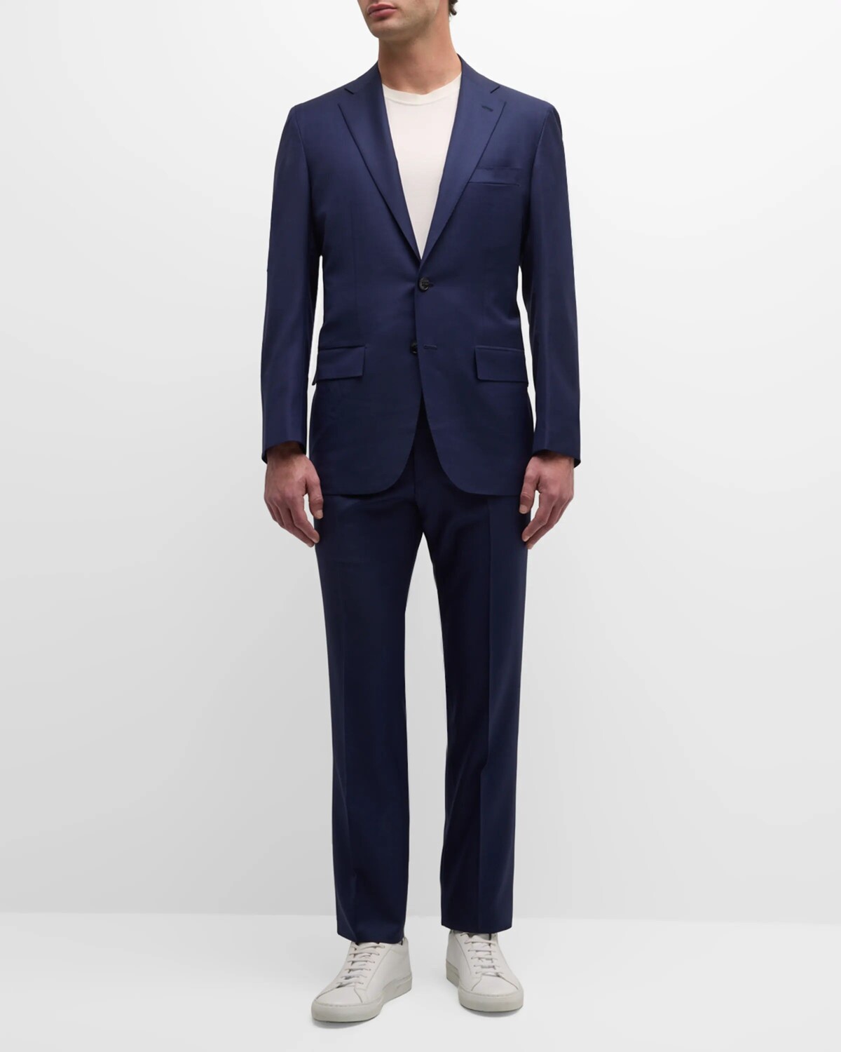 

Мужской костюм из однотонной шерсти Kiton, цвет Navy