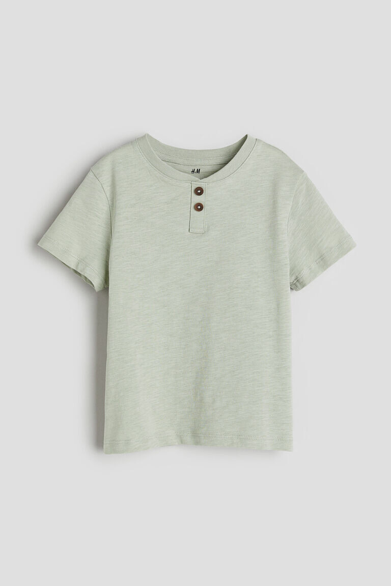 

Хлопковая футболка с узором «хенли» H&M, зеленый