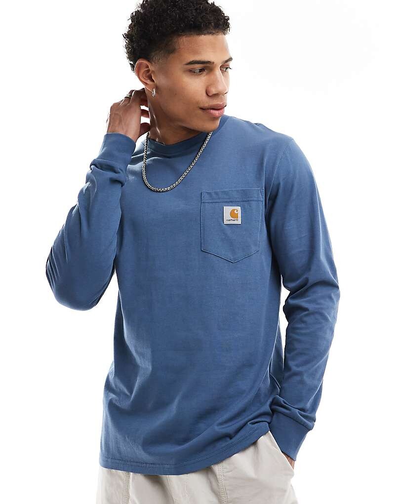 

Carhartt WIP – синяя футболка с длинными рукавами и карманом