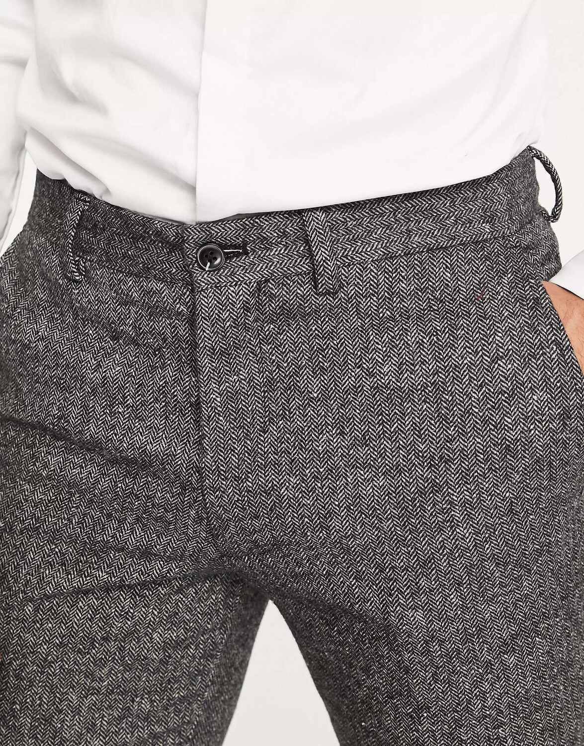 

Супертонкие твидовые костюмные брюки Jack & Jones Premium темно-серого цвета, Серый