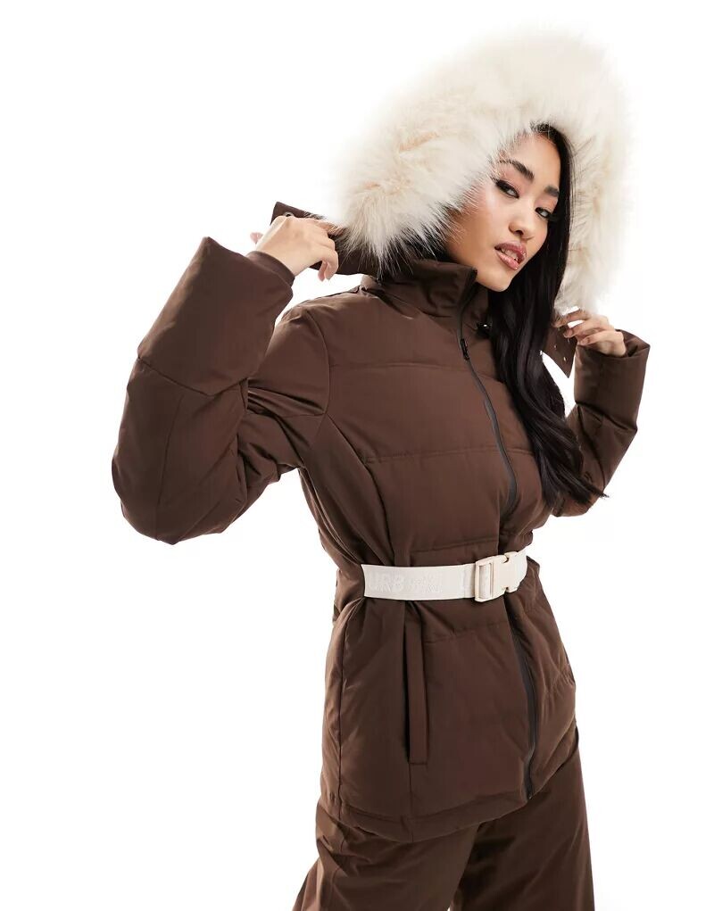 

Коричневая лыжная куртка Urban Threads, комбинированная модель