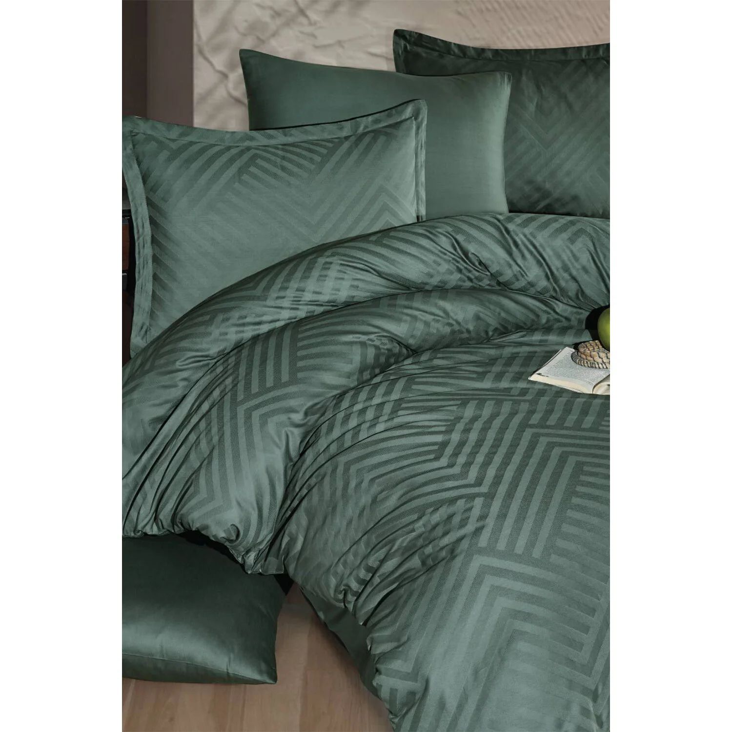 Комплект постельного белья Clasy Tula Green с двойным хлопковым атласным жаккардовым покрытием